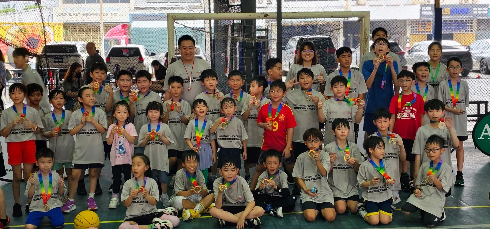 Kids enjoying Christmas Camp 2025 on court